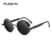 Carica l&#39;immagine nel visualizzatore di Gallery, FUQIAN Gothic Steampunk Occhiali da sole Uomo Donna Classic Round Metal Black Occhiali da sole Retro Male Eyewear UV400 
