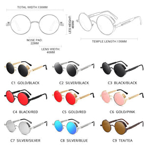 FUQIAN Gothic Steampunk Occhiali da sole Uomo Donna Classic Round Metal Black Occhiali da sole Retro Male Eyewear UV400 