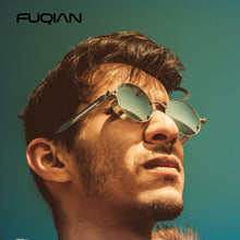 Carica l&#39;immagine nel visualizzatore di Gallery, FUQIAN Gothic Steampunk Occhiali da sole Uomo Donna Classic Round Metal Black Occhiali da sole Retro Male Eyewear UV400 