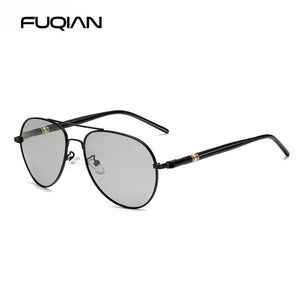 FUQIAN Photochromic Sunglasses Men Women Chameleon Polarized Pilot Sun Glasses Anti-glare Driving Eyeglasses UV400