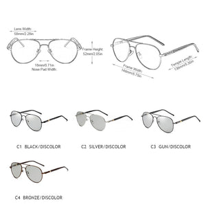 FUQIAN Photochromic Sunglasses Men Women Chameleon Polarized Pilot Sun Glasses Anti-glare Driving Eyeglasses UV400