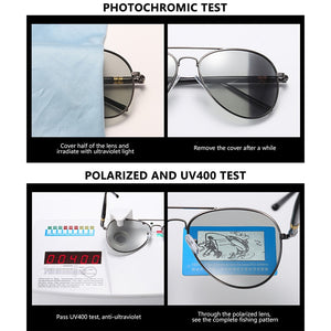 FUQIAN Photochromic Sunglasses Men Women Chameleon Polarized Pilot Sun Glasses Anti-glare Driving Eyeglasses UV400