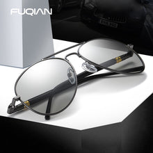 Load image into Gallery viewer, FUQIAN  Pochromic Sunglasses Men Women Chameleon Polarized Pilot Sun Glasses Anti-glare Driving Eyeglasses UV400