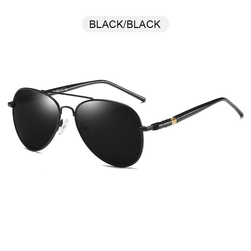 FUQIAN Pilot Men Polarized Sunglasses Oversized Metal Aviation Male Sun Glasses Classic Black Driving Shades UV400