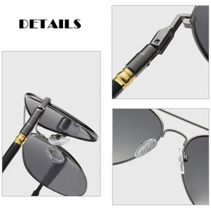 FUQIAN Pilot Men Polarized Sunglasses Oversized Metal Aviation Male Sun Glasses Classic Black Driving Shades UV400