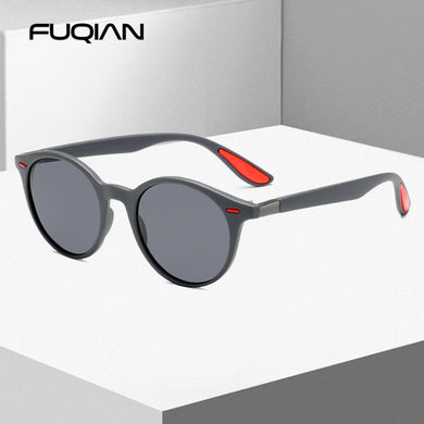 FUQIAN Occhiali da sole polarizzati da uomo rotondi Occhiali da sole in plastica vintage da donna Occhiali da sole antiriflesso maschili Occhiali UV400 