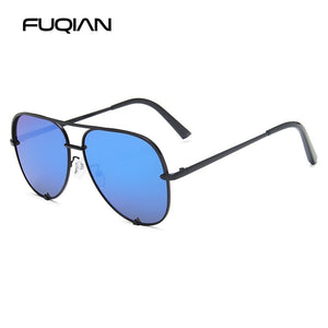 FUQIAN Classic Metal Aviation Sunglasses Women Alloy Pilot Sun Glasses Men Gradient Lens Driving Shades Ladies UV400