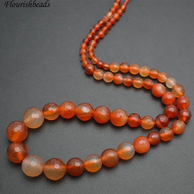 Faceted Red Carnelian Agate Round Beads Graduated 4mm~12mm Beaded Necklace Fashion Woman Jewelry