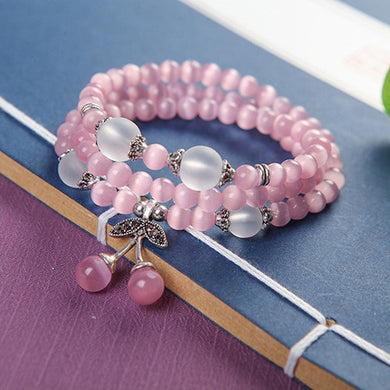 Vendita in fabbrica Opali Pietra occhio di gatto Braccialetti con perline fatti a mano Gioielli con perline di preghiera del Buddha con collana pendente Colore mignolo 
