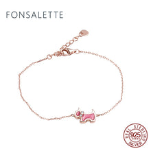 Load image into Gallery viewer, Fahion 925 Silver Puppy Bracelets Enamel Animal Dog Bracelets Bangles Women Jewelry Christmas Day's Gift Bijoux Pulsera zk40