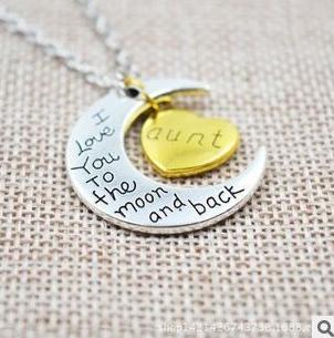 Collana con alfabeto familiare, collana con pendente tra la terra e la luna, regalo di moda natalizio per una famiglia di gioielli da donna 
