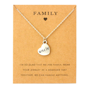 Family Mom Pendants Necklaces Grandma Aunt Sister Uncle Daughter Grandpa Dad Father Brother Son Charm Fashion Jewelry Love Gift