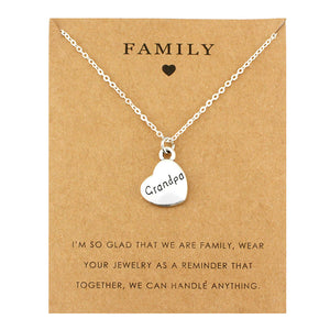 Family Mom Pendants Necklaces Grandma Aunt Sister Uncle Daughter Grandpa Dad Father Brother Son Charm Fashion Jewelry Love Gift