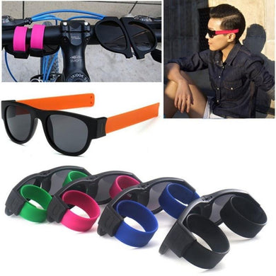 Fancy Slap Wristband Men Black Wrist Sunglasses Folding for Women Roll Bracelet 2023 Trend Male Femal Foldable Sports Glasses