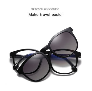 2 In 1 Magnet Polarized Clip On Glasses Frame For Women Clip Glasses Optical Prescription Eyeglasses Frame sunglasses