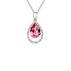 Fashion 2017 Crystal Full Of Rhinestone Water Drop Pendants Necklace Link Chain Silver Plated For Women Wedding Jewelry