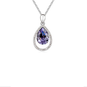 Fashion 2017 Crystal Full Of Rhinestone Water Drop Pendants Necklace Link Chain Silver Plated For Women Wedding Jewelry