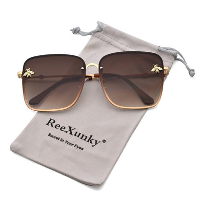 2023 Gold Bee Square Sunglasses Women Retro Oversized Glasses Men Shades Metal Frame Ladies sunglasses zonnebril dames