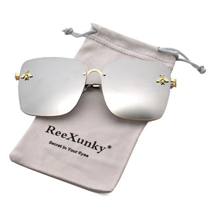 2023 Gold Bee Square Sunglasses Women Retro Oversized Glasses Men Shades Metal Frame Ladies sunglasses zonnebril dames