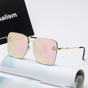 2023 Gold Bee Square Sunglasses Women Retro Oversized Glasses Men Shades Metal Frame Ladies sunglasses zonnebril dames