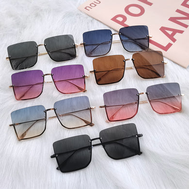 2023 Square Sunglasses Women Rimless Sun Glasses Metal Half Frame Glasses Retro Ocean Lens Female Gradient Eyewear Gafas