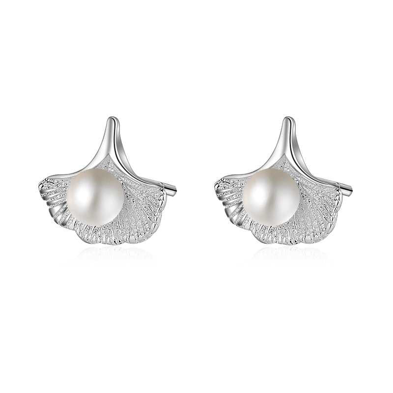 Fashion 4mm Simulation Pearl Stud Earring Shell Design Earring For Women Silver Plated Jewelry Prevent Allergy