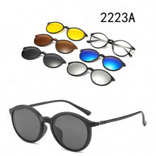 Load image into Gallery viewer, 5 Lenes Magnet Sunglasses Clip Mirrored Clip on Sunglasses Men Polarized Glasses Clip Custom Prescription Myopia