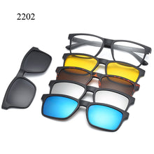 Load image into Gallery viewer, 5 Lenes Magnet Sunglasses Clip Mirrored Clip on Sunglasses Men Polarized Glasses Clip Custom Prescription Myopia