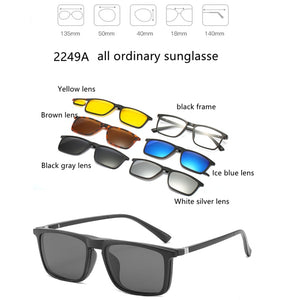 5 Lenes Magnet Sunglasses Clip Mirrored Clip on Sunglasses Men Polarized Glasses Clip Custom Prescription Myopia