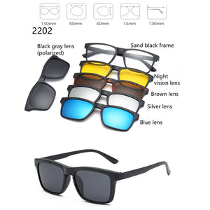 5 Lenes Magnet Sunglasses Clip Mirrored Clip on Sunglasses Men Polarized Glasses Clip Custom Prescription Myopia