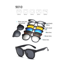 Load image into Gallery viewer, 5 Lenes Magnet Sunglasses Clip Mirrored Clip on Sunglasses Men Polarized Glasses Clip Custom Prescription Myopia