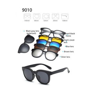 5 Lenes Magnet Sunglasses Clip Mirrored Clip on Sunglasses Men Polarized Glasses Clip Custom Prescription Myopia