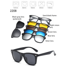 Load image into Gallery viewer, 5 Lenes Magnet Sunglasses Clip Mirrored Clip on Sunglasses Men Polarized Glasses Clip Custom Prescription Myopia