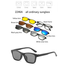 Load image into Gallery viewer, 5 Lenes Magnet Sunglasses Clip Mirrored Clip on Sunglasses Men Polarized Glasses Clip Custom Prescription Myopia