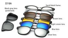 Load image into Gallery viewer, 5 Lenes Magnet Sunglasses Clip Mirrored Clip on Sunglasses Men Polarized Glasses Clip Custom Prescription Myopia