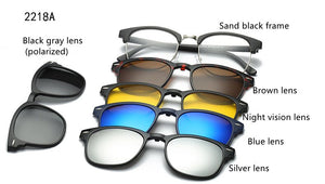 5 Lenes Magnet Sunglasses Clip Mirrored Clip on Sunglasses Men Polarized Glasses Clip Custom Prescription Myopia