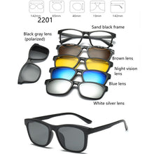 Load image into Gallery viewer, 5 Lenes Magnet Sunglasses Clip Mirrored Clip on Sunglasses Men Polarized Glasses Clip Custom Prescription Myopia