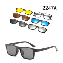 Load image into Gallery viewer, 5 Lenes Magnet Sunglasses Clip Mirrored Clip on Sunglasses Men Polarized Glasses Clip Custom Prescription Myopia