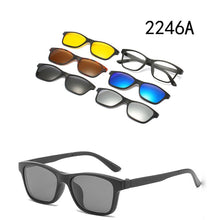 Load image into Gallery viewer, 5 Lenes Magnet Sunglasses Clip Mirrored Clip on Sunglasses Men Polarized Glasses Clip Custom Prescription Myopia