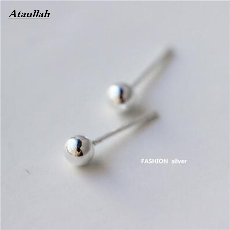 Fashion 925 Sterling Silver 6MM Simple Style Stud Earrings for Women And Girls Anti-allergy Fine Jewelry Brand EWC015