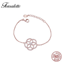 Load image into Gallery viewer, Fashion 925 Sterling Silver Camellia Flower Bracelets Rose Gold Bangle Cuff Bracelet Women Jewelry Gift zk40