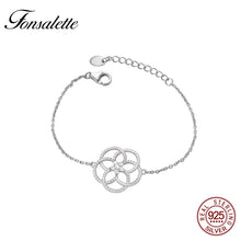 Load image into Gallery viewer, Fashion 925 Sterling Silver Camellia Flower Bracelets Rose Gold Bangle Cuff Bracelet Women Jewelry Gift zk40