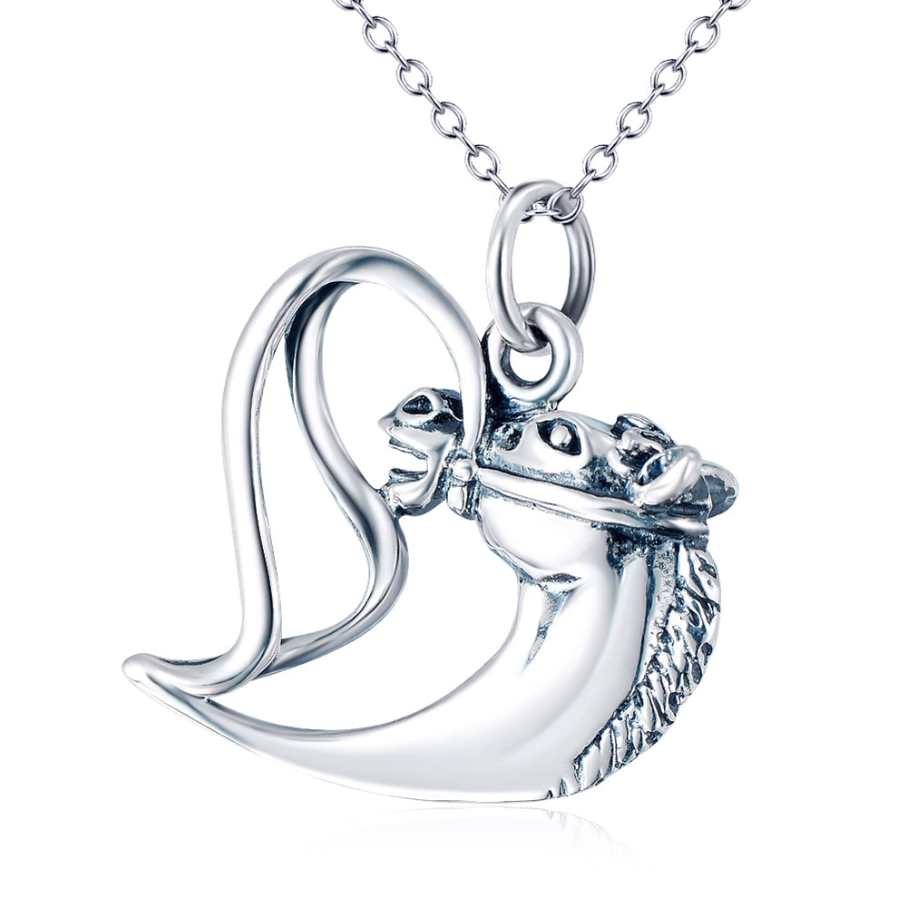 Moda gioielli in argento sterling 925 cuore d'amore collana con pendente testa di cavallo donne e uomini regalo del partito collier choker CHX11429 