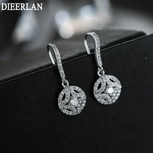 Fashion 925 Sterling Silver Round With Full Zirconia Crystal Earrings Tassel Earrings Jewelry