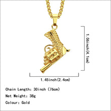 Load image into Gallery viewer, Revolver Uzi Gun Pendant Necklaces Women Men Hip Hop Jewelry Steampunk Bling Rhinestone Gold Long Chain Necklace