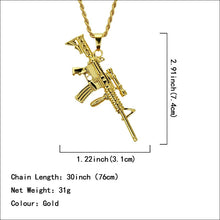 Load image into Gallery viewer, Revolver Uzi Gun Pendant Necklaces Women Men Hip Hop Jewelry Steampunk Bling Rhinestone Gold Long Chain Necklace