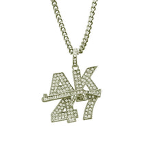 Load image into Gallery viewer, Revolver Uzi Gun Pendant Necklaces Women Men Hip Hop Jewelry Steampunk Bling Rhinestone Gold Long Chain Necklace
