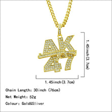Load image into Gallery viewer, Revolver Uzi Gun Pendant Necklaces Women Men Hip Hop Jewelry Steampunk Bling Rhinestone Gold Long Chain Necklace