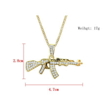 Load image into Gallery viewer, Revolver Uzi Gun Pendant Necklaces Women Men Hip Hop Jewelry Steampunk Bling Rhinestone Gold Long Chain Necklace