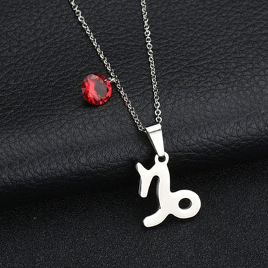 Fashion Accessories Stainless Steel 12 Zodiac Sign Necklace Zircon Constellation Pendants Necklace Girlfriend Gift